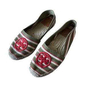 Tory Burch Green and Red Espadrilles